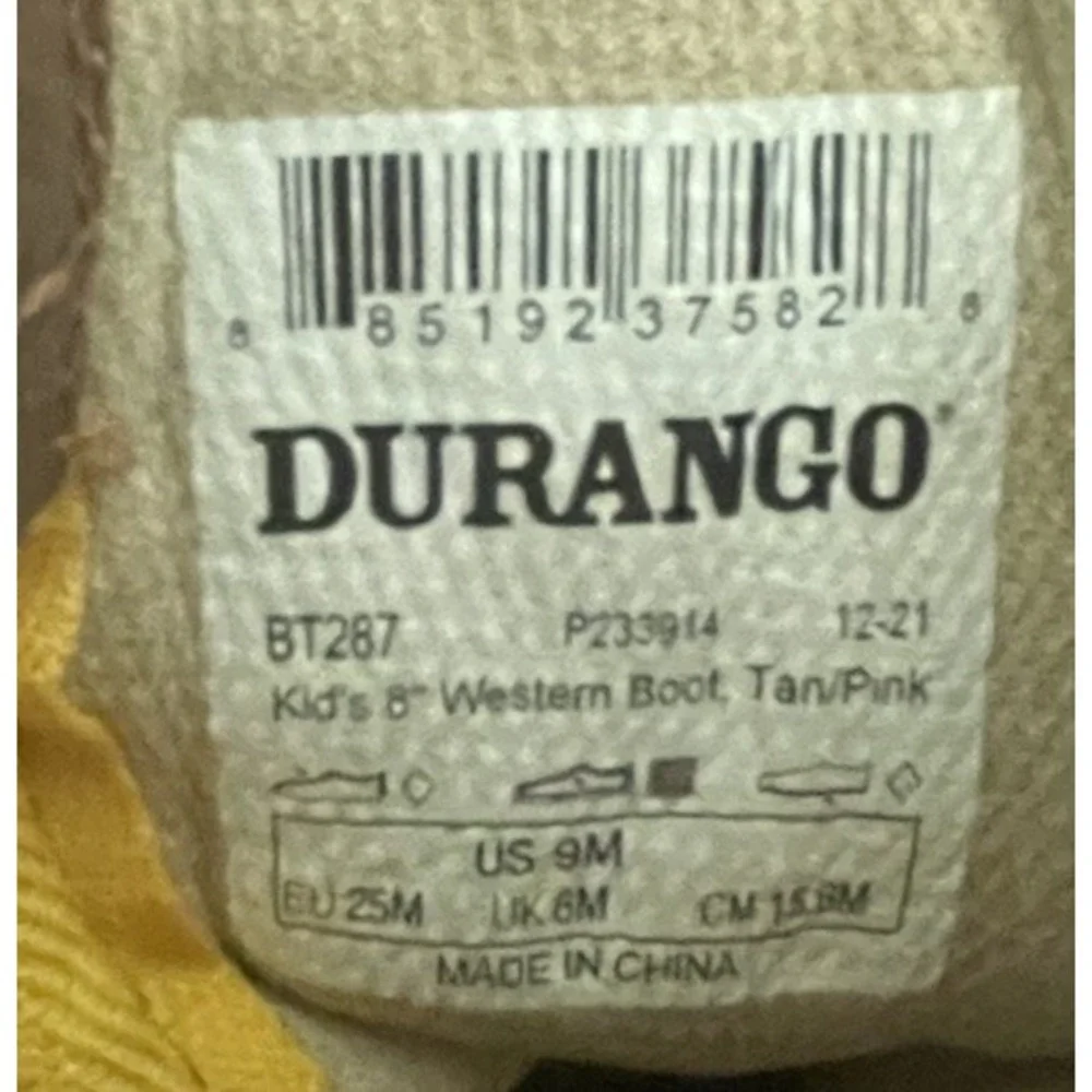 Durango Lil' Rebel Lacey Kids Western Boots Brown Pink Girls 9M